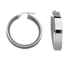 [MI.GOLD.0055047] 14k Fluted Inner Design Euro Hoops With High Polish Outside