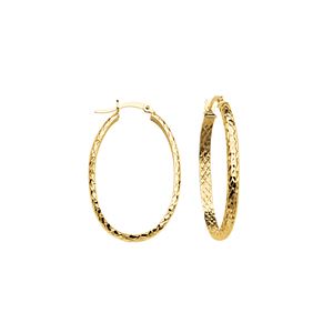 [MI.GOLD.0055048] 14k 3mm Oval Diamond Cut Hoops