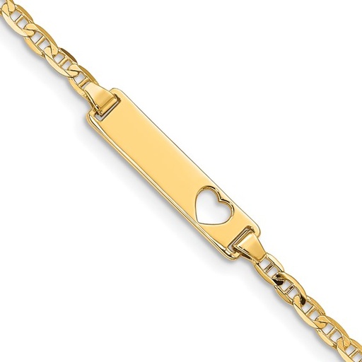 [QU.GOLD.0055139] Baby Id Bracelet With Cutt Out Heart