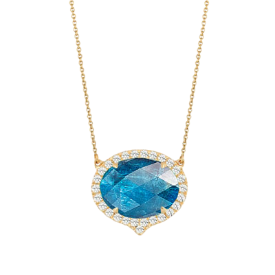 [DO.GEMS.0055179] Laguna Blue Oval Necklace