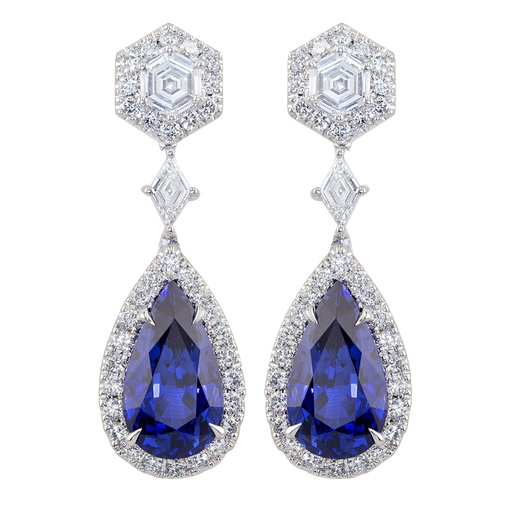 [SA.GJER.0055267] 18k White Gold Ceylon Sapphire Drop Earrings