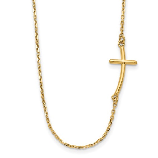 Sideways Curved Cross Necklace