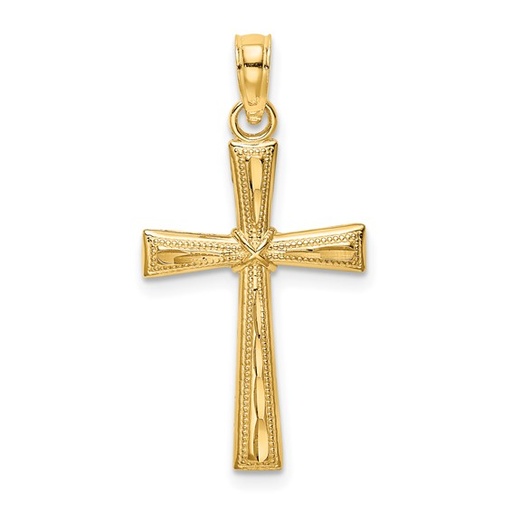 [QU.GPND.0055322] 14k D/C & Textured Cross Charm