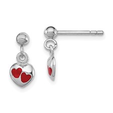 [QU.KEAR.0055328] Kids Red Enameled Heart Earrings