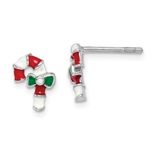 [QU.KEAR.0055331] Kids Enameled Candy Cane Earrings