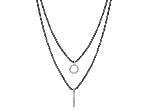 Double Layered Necklace with 14k White Gold & Diamonds