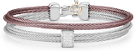 [AL.FBRA.0055371] Grey & Burgundy cable Bracelet with 0.15 tcw. Diamonds