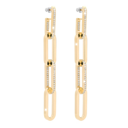 [TE.FEAR.0055397] Stockholm 2 Crystal 4 Link Dangle Earrings