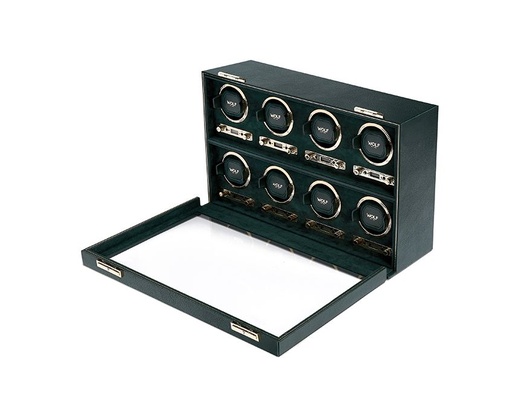 [WO.WWND.0055485] BRITISH RACING GREEN 8 PIECE WATCH WINDER