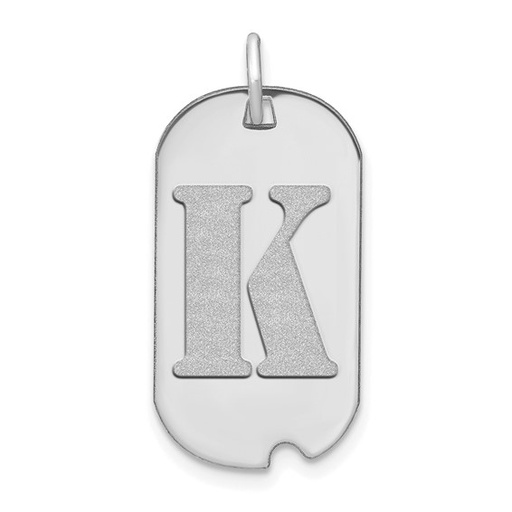 [QU.GPND.0055542] 14kw Polished Letter K Initial Dog Tag Pendant
