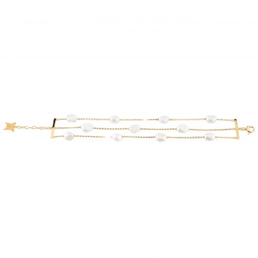 [TE.FBRA.0072167] Butterfly Triple Row Pearl Bracelet