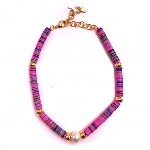 [FNEC.00072505] Vinyl with Pearl Stretch Necklace