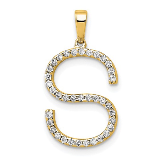 14K Diamond Letter Initial Pendant