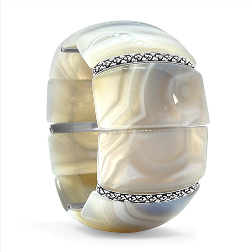 [FBRA.00073624] Grey Striped Agate Stretch Bracelet