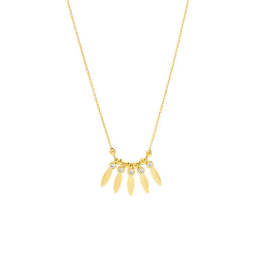 [GNCK.00073661] 5 Leaf Center Station Necklace