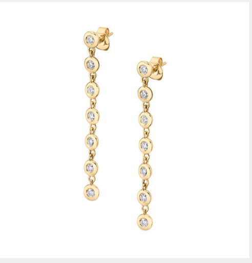 ROUND BEZEL TENNIS EARRINGS