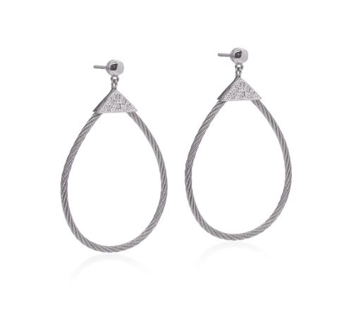Cable Triangle Tear Drop Earrings
