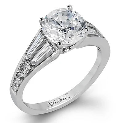 Round and Baguette Engagement Ring