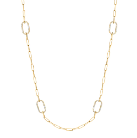 Pave Link Station Necklace