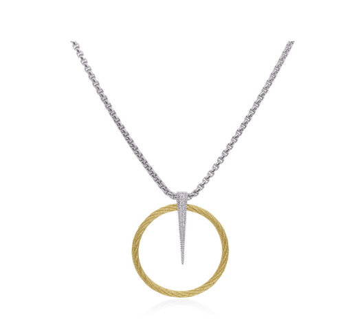 [DNCK.00075246] Yellow Cable & Grey Chain Full Circle Spear Necklace