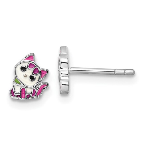[FEAR.00075577] SS Enamel Children's Kitty Earrings