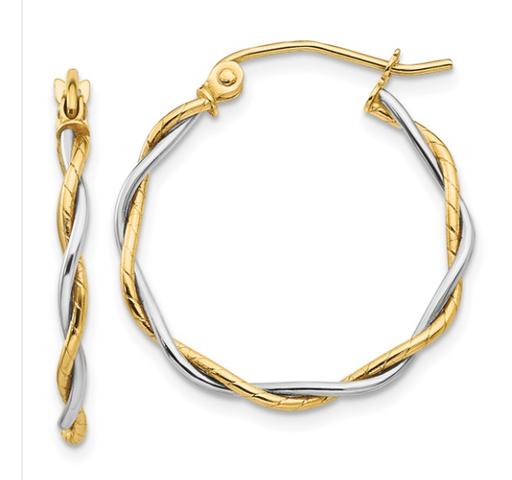 [GERR.00075826] 14k Two-tone Polished 1.8mm Twisted Hoop Earrings