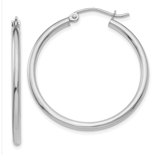 [GERR.00075827] 14k White Gold Polished Tube Hoop Earrings