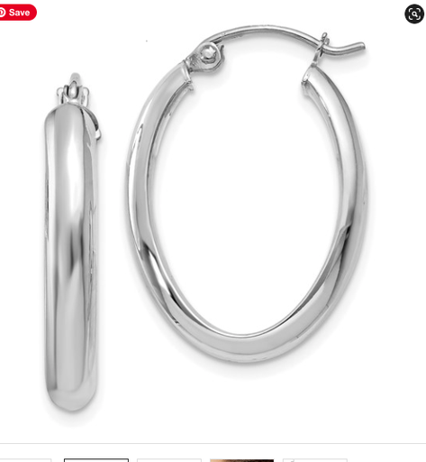 14k Gold 3.5 mm Polished Oval Hoop Earrings