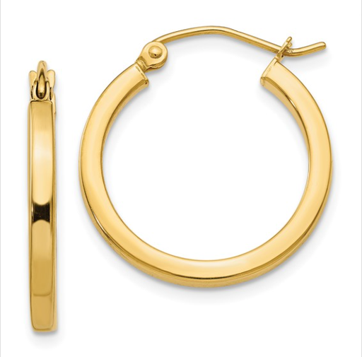 14k Gold 2mm Square Tube Hoops