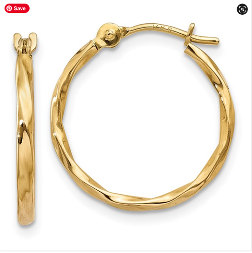 14k Twist Hoop Earrings