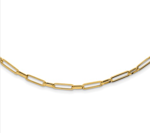 [GNCK.00075912] 14K Polished Fancy Oval Link Necklace
