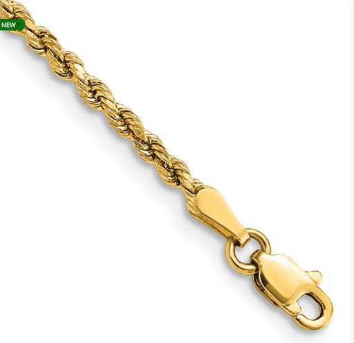 10k 2.25mm Semi-solid D/C Rope Chain