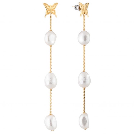 Butterfly Three Pearl Earrings