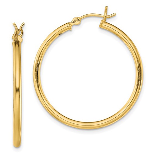 [FEAR.00076601] Sterling Silver Gold-Tone Polished 2x30mm Hoop Earrings