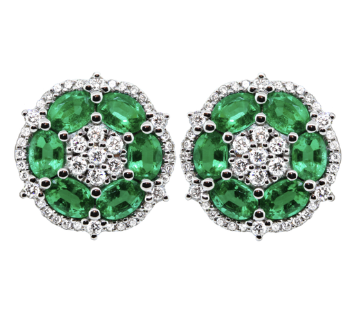 Colored Stone and Diamond Button Earrings