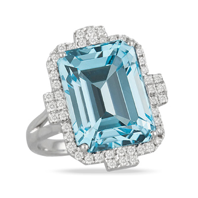 Sky Blue Ring with Diamond Boarder