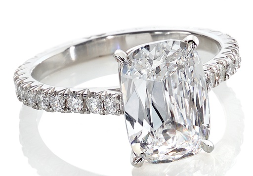 [ESTR.00077371] Cushion Cut Solitaire Engagement Ring