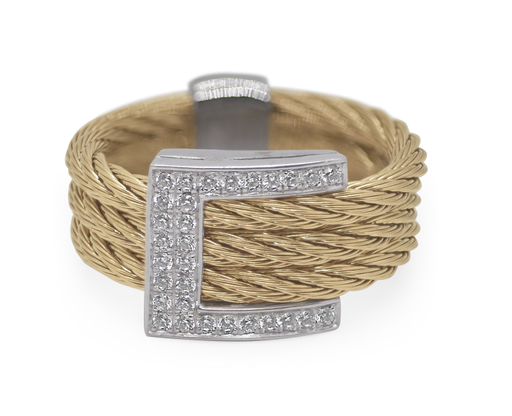 Cable Buckle Up Ring with 18kt Gold & Diamonds