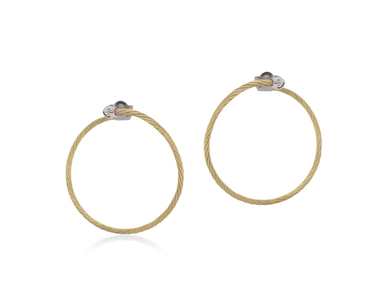 Cable Front to Back Hoop Earrings with 18kt Gold & Diamonds