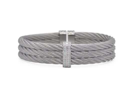 Cable 3-Row Cuff with 18kt Gold & Diamonds