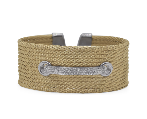 Cable Wide Lace Up Cuff with 18kt Gold & Diamonds