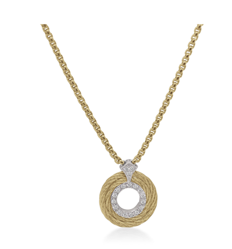 Cable Round Necklace with 14kt Gold & Diamonds