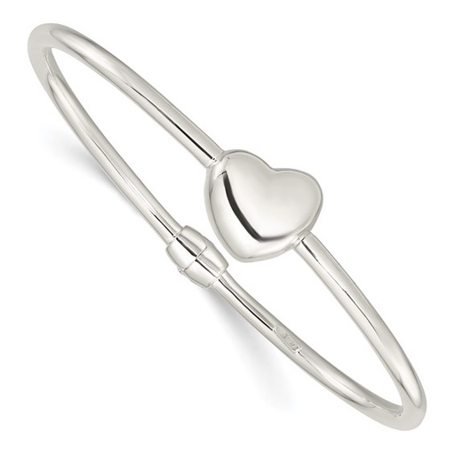 [FBRA.00078254] Sterling Silver Polished Heart Hinged Bangle