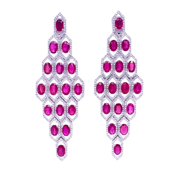[GJER.00078319] Passion Ruby & Diamond Long Earrings