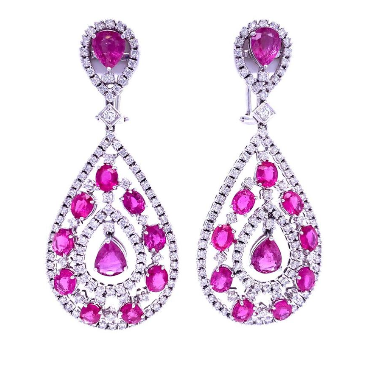 [GJER.00078320] Passion Ruby & Diamond Drop Earrings