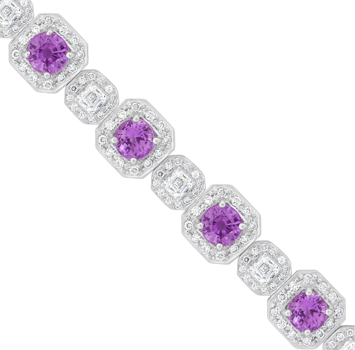 [GJBR.00078332] Colored Stone and Diamond Cube Halo Bracelet