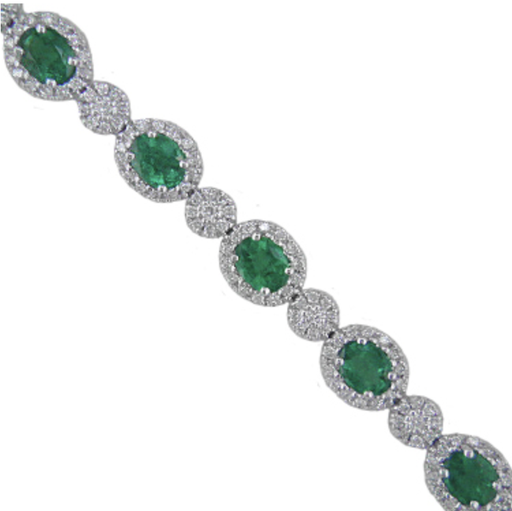 [GJBR.00078335] Emerald & Diamond Halo Bracelet