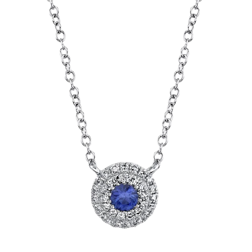 [FNEC.00078394] 0.10CT DIAMOND / 0.12CT SAPPHIRE NECKLACE