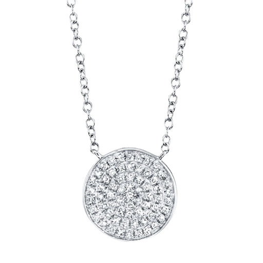 EMMIE 0.15 CT. DIAMOND PAVE DISC CIRCLE PENDANT NECKLACE