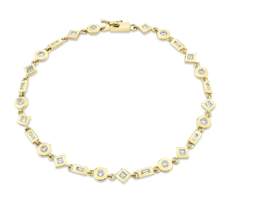 Mixed Shape Bezel Tennis Bracelet
